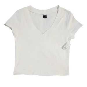 Womans NWT Pacsun PAC 1980 Evolve Fitted V-Neck White T-Shirt